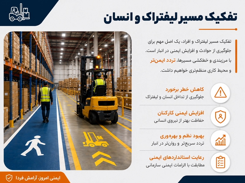 تفکیک مسیر حرکت لیفتراک و انسان در انبار